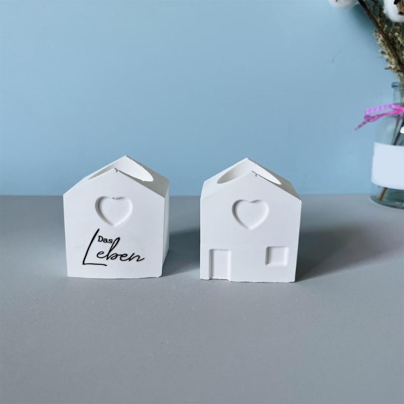 Silicone Molds Small House Candlestick Molds Candle Holder Molds Plasters Molds Castings Mould FOR Home Decoration