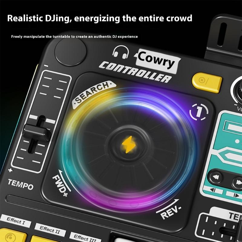 Kids Rechargeable DJ Mixer With Karaoke Microphones Multifunctional Music Creation Toy For Aspirings DJs