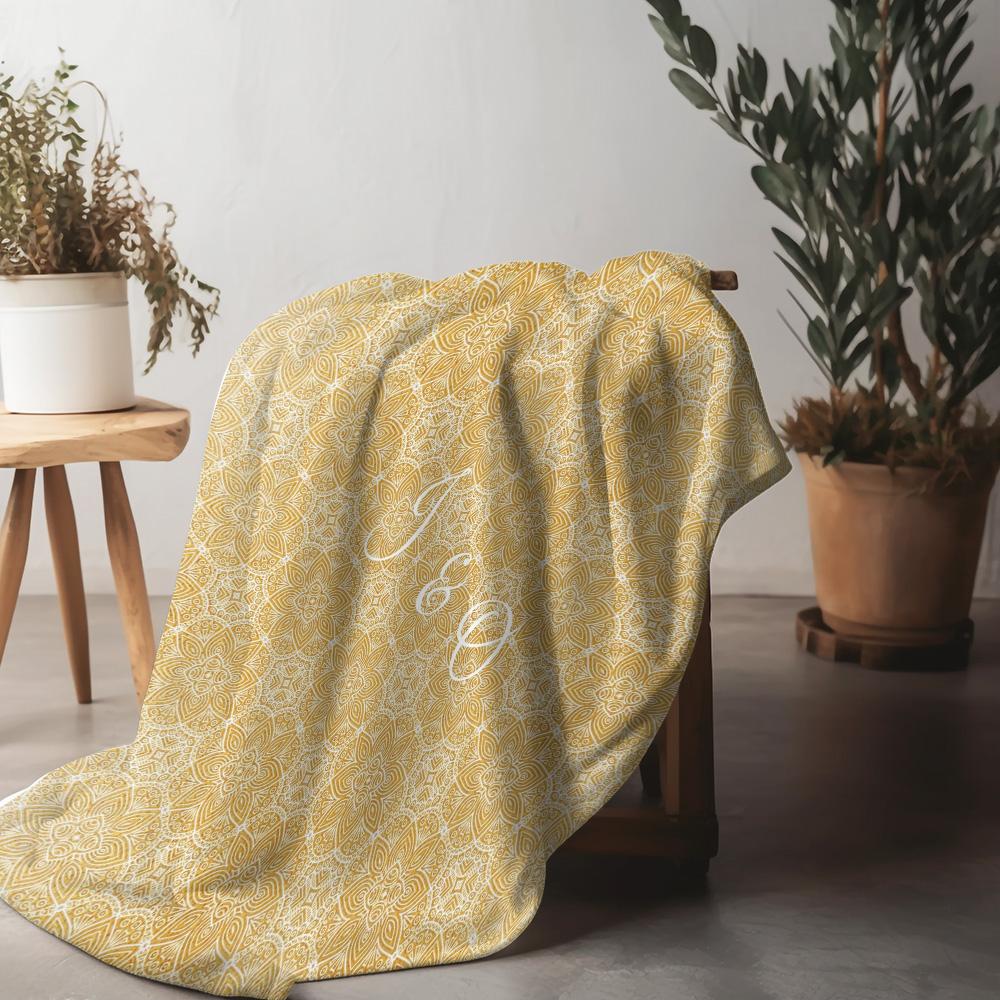 Golden Floral Pattern Fleece Blanket Boho Bed Cover Vintage Damask Throw Blanket Decorative Sofa Cover Home Decor Gift