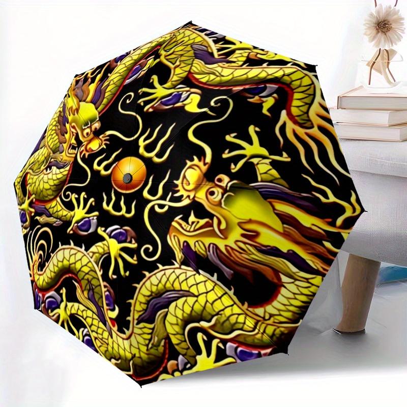 

1pc Dragon Yin Yang Automatic Opening/Closing Umbrella with Auto Open/Close, Windproof & Foldable Sunshade, 8-Rib Sturdy Frame Iron&8K