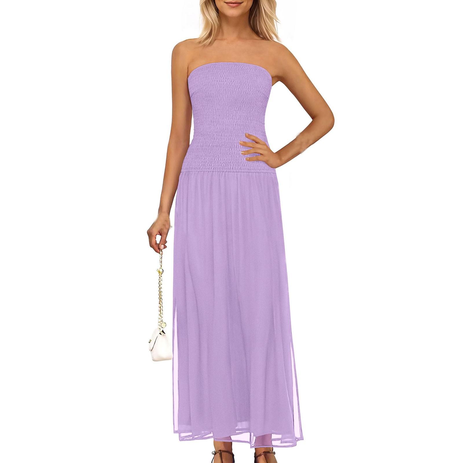 

Женское летнее платье-макси без рукавов, повседневное платье-трапеция с круглым вырезом, длинное пляжное платье-майка M