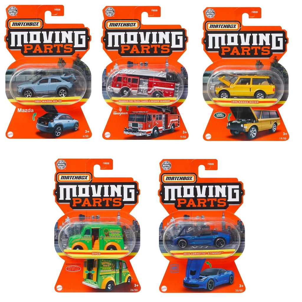 Matchbox Moving Parts Assortment In Box of 8 Mini 3 and [Sold Cars] [Ages Up] 987C-FWD28