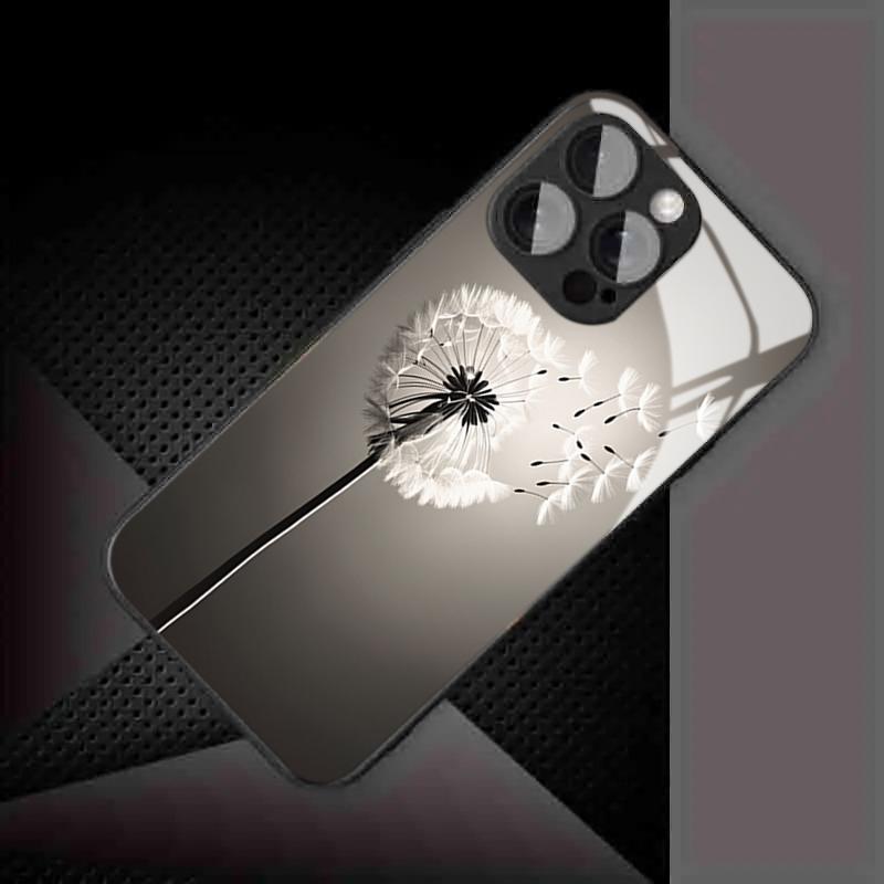 Grey White Dandelion Tempered Glass Phone Case For Samsung Galaxy S26 S25 Ultra 5G S24 Plus S23 FE Lens Shockproof Protect Cover