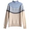 Women's Retro Thickened High Neck Cashmere Jacquard Pullover Sweater for Autumn/Winter