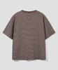 AGOD Back Incision Stripe Half T-Shirt [Brown]