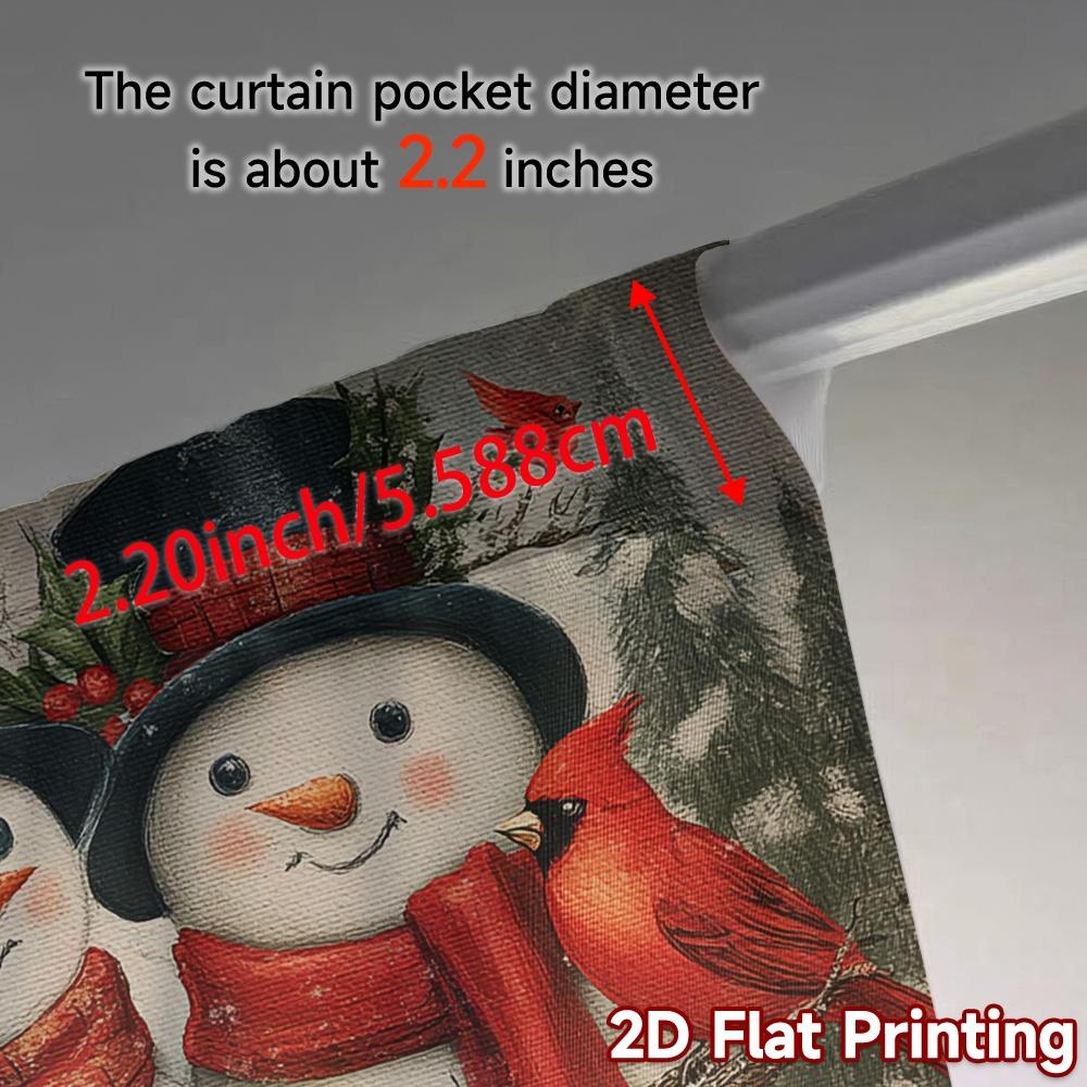 Set Of 2 Flat Printing Jit Curtains Without Rod Festive Snowmen Chic Yarn Versatile All Contemporary Made Polyester
