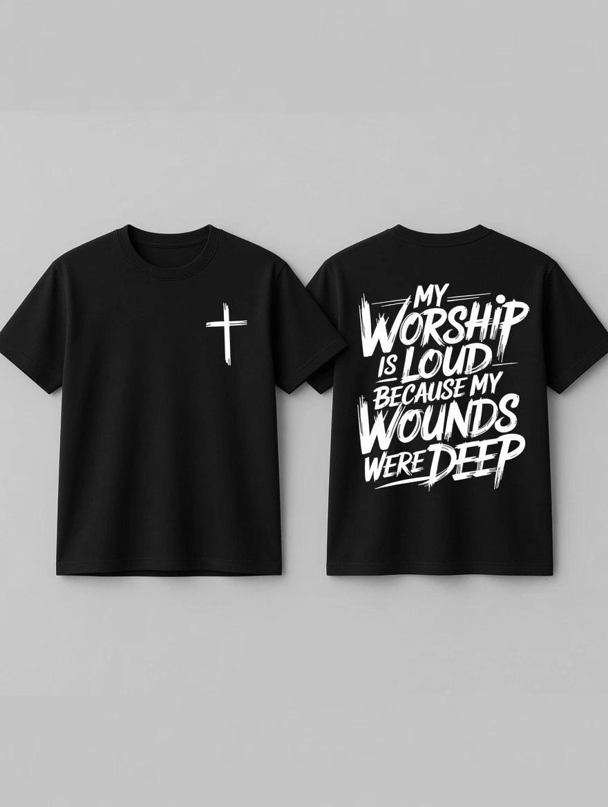 My Worship Is Loud T-Shirt - Christian Cross Worship Faith Graphic Tee S