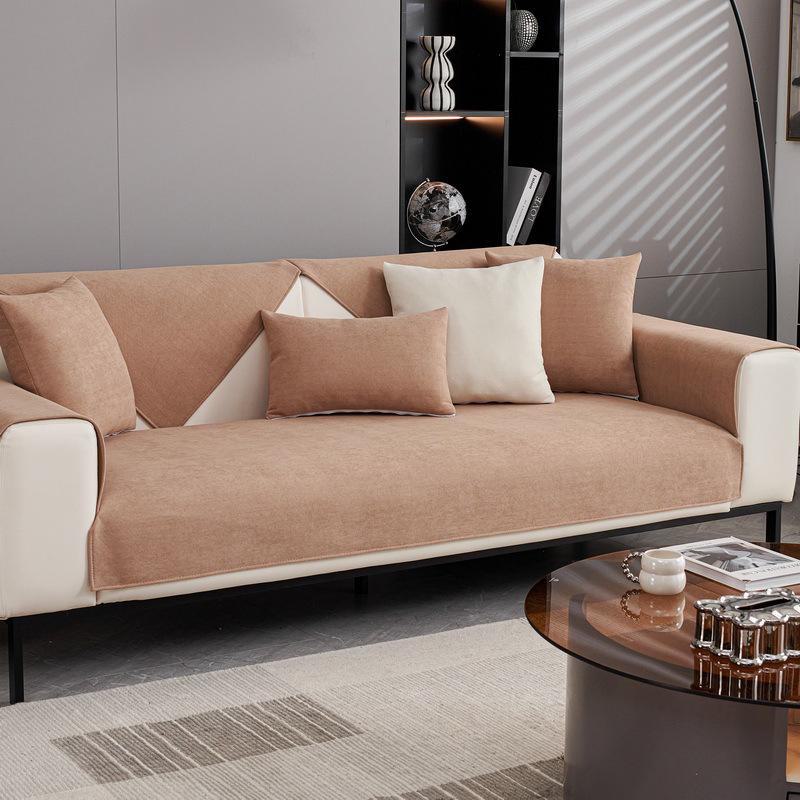 Gray Chenille Non-Slip Sofa Cushions and Backrests for All Seasons