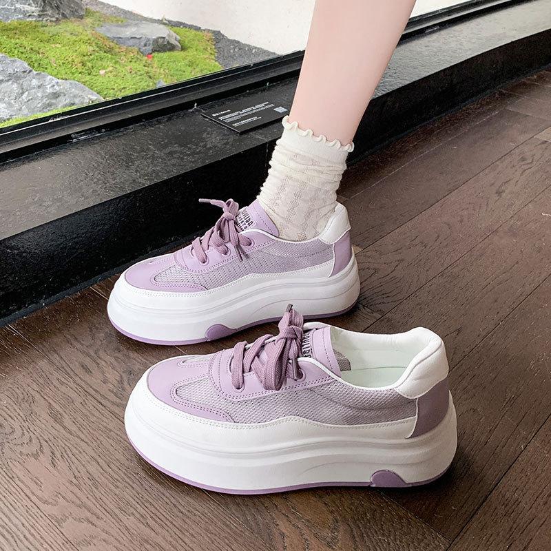 Women's Shoes Platform White Shoes Women's New Models In 2025 Summer Popular Breathable Net Shoes Student Versatile Sports Board Shoes