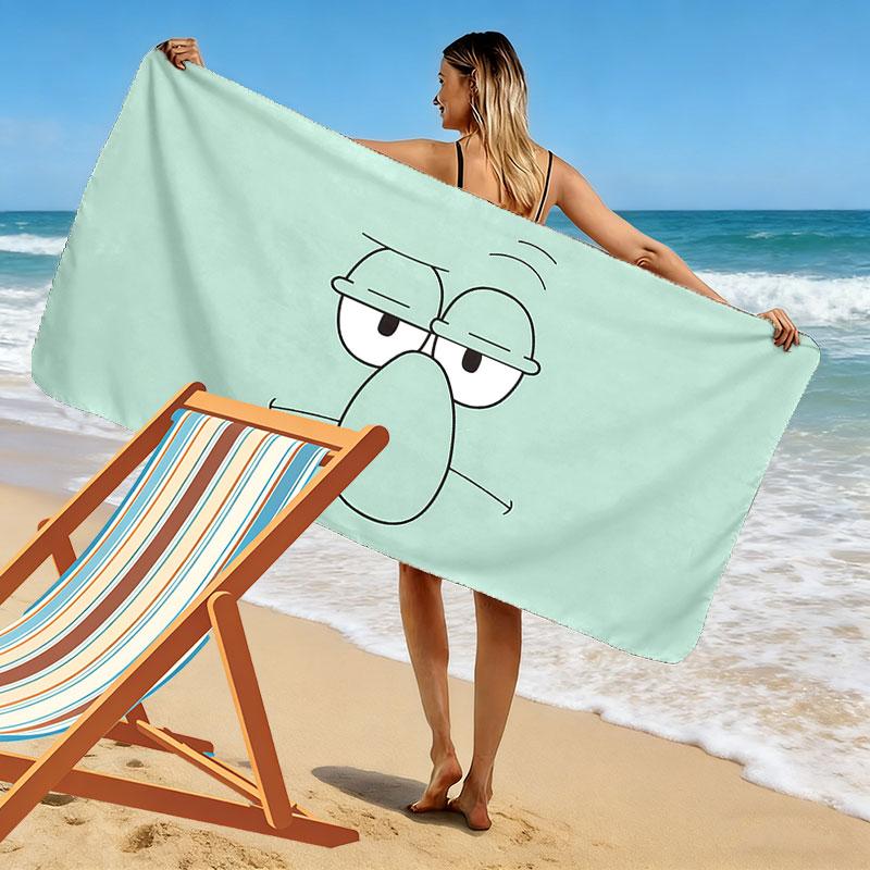 SpongeBob SquarePants Print Beach Towel, Large Soft Quick Dry Towel for Beach Camping Swimming