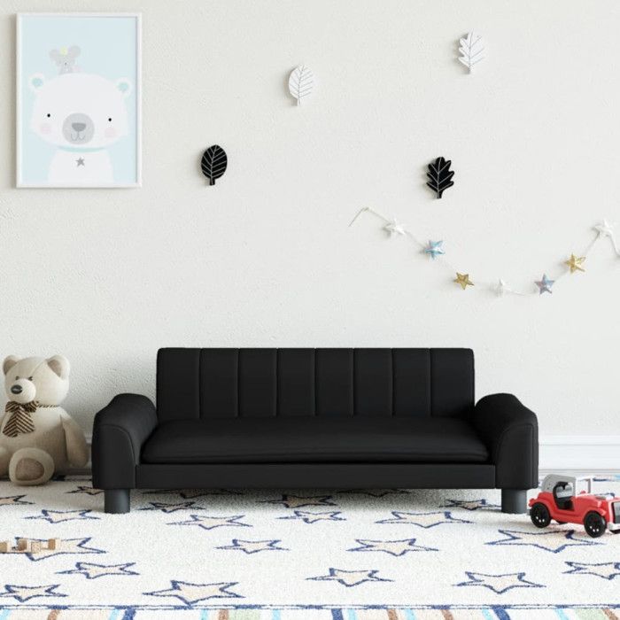 Children's Sofa Black 90x53x30 Cm Faux Leather