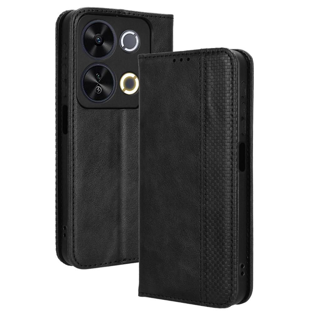 For itel P65 P671L Leather Case Wallet Stand Retro Texture Phone Cover A