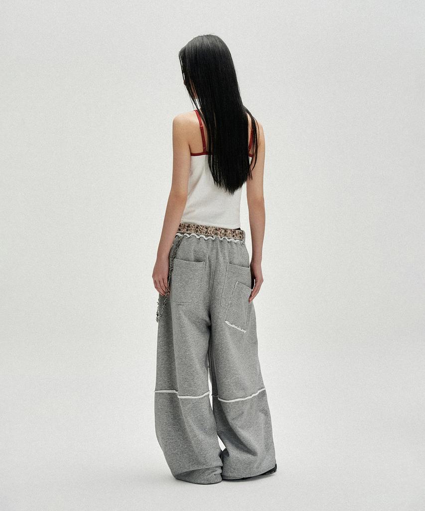 NOT4NERD Raw Edge Curved Biker Sweat Pants - Gray