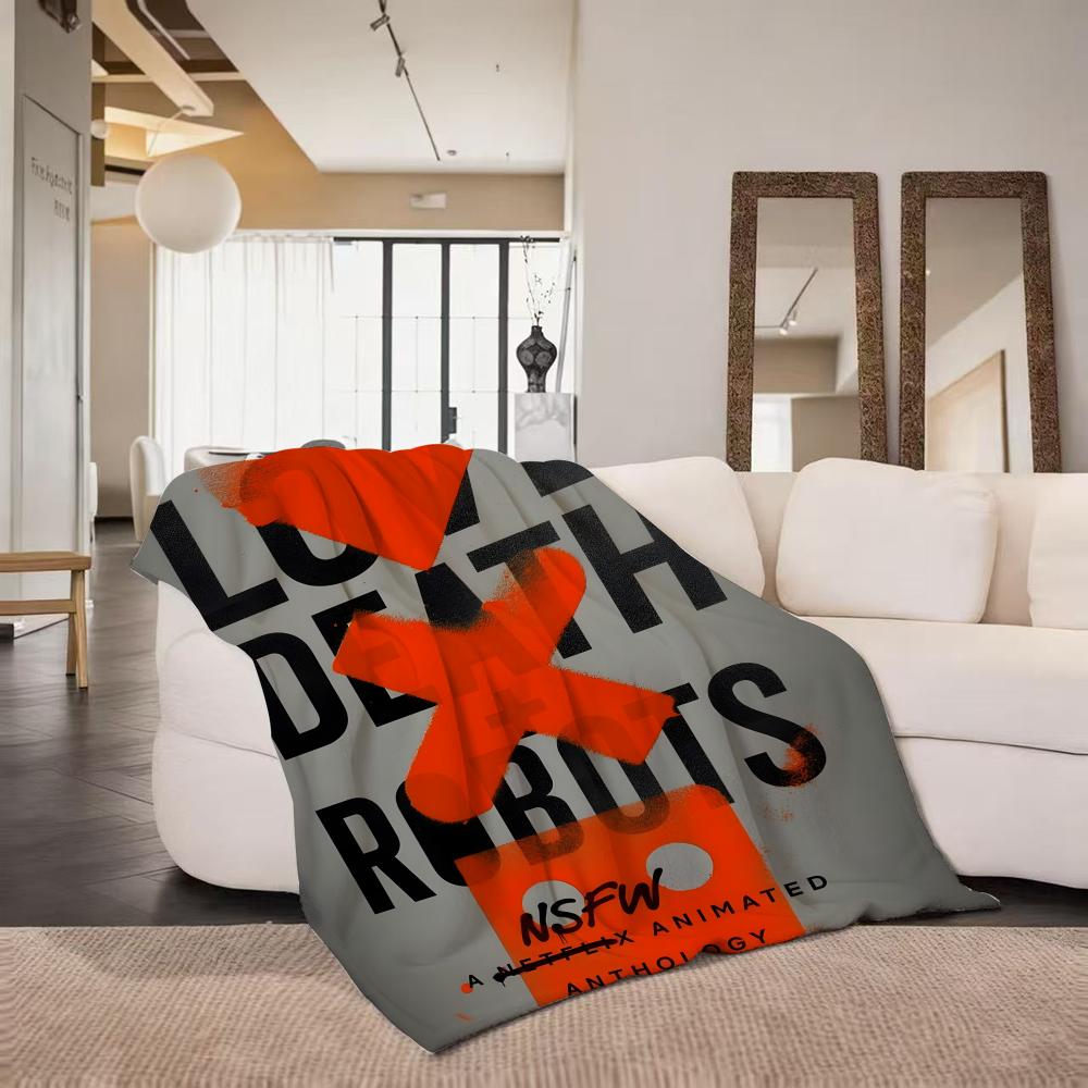 animation L Love D Death R Robots Throw Flannel Throw Blanket Suitable for Sofa Living Room Bedroom