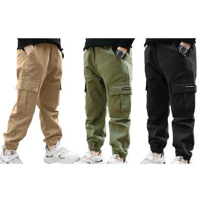 Lockere Hose mit mehreren Taschen, aktive Cargo-Jogginghose für Kinder und Jungen, einfarbige Jogginghose