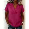 IHUASU Camicette e camicie da donna con scollo a V, maniche corte, stampa tinta unita casual alla moda
