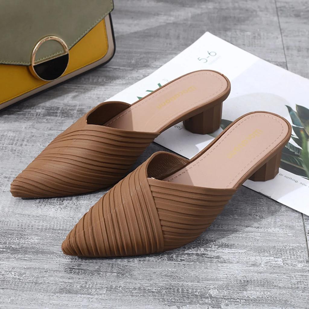 Fashion Women'S Summer Pointed Toe Sandals Low Heeled Sandals Women'S Summer Casual Fashion Sandals Anti-Odor And Non-Slip