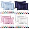 Luxurious Solid Color Satin Pillow Cases Set High Quality Soft Hypoallergenic Fabric