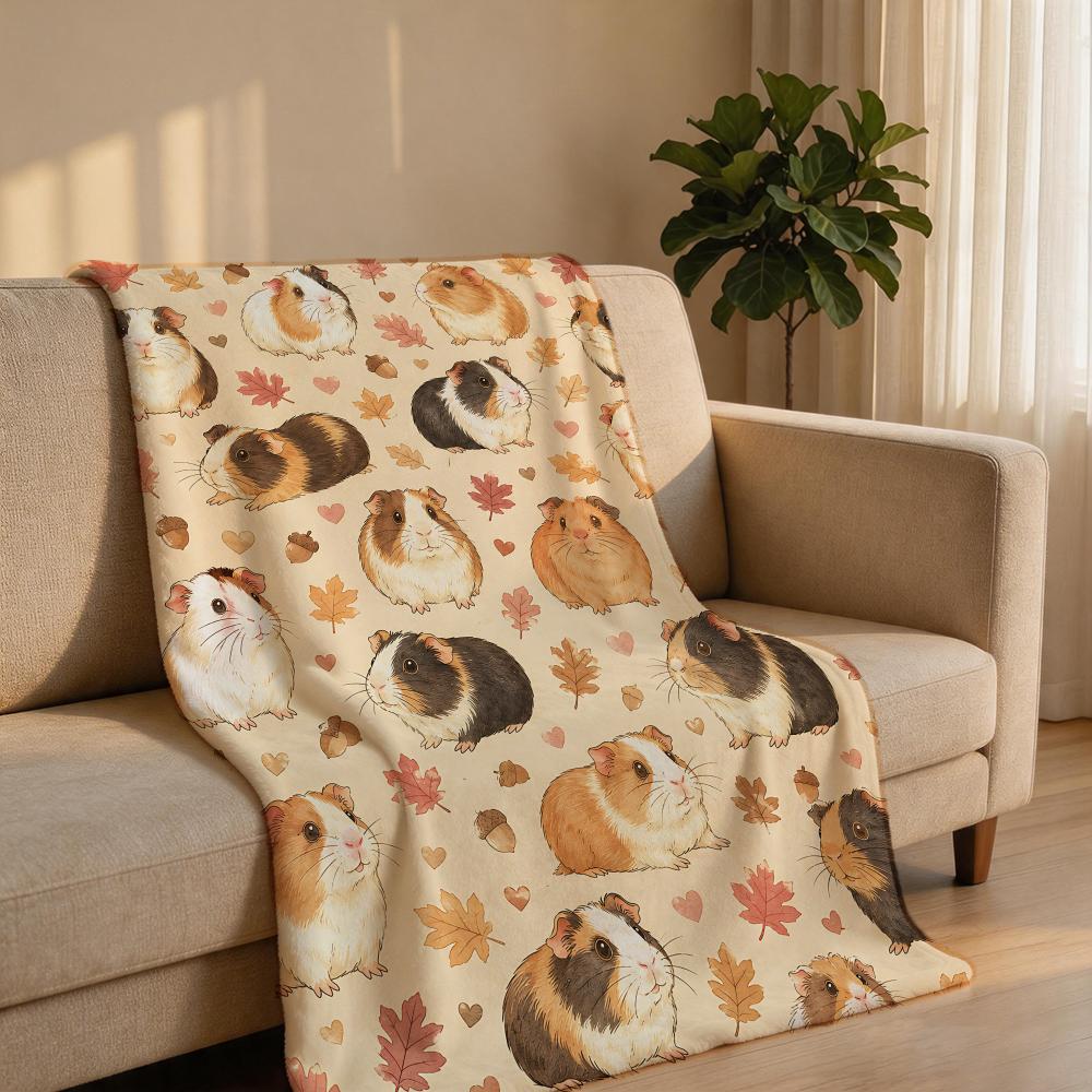Fluffy Hamster Set Throw Short Plush Throw Blanket Soft Skin-Friendly Multi-Scene Home Office