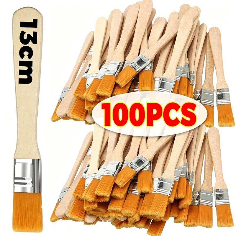 100/10pcs Wooden Handle Nylon Bristle Paint Brush for Oil Painting Watercolor Drawing Dusting Cleaning Brushes Tools Supplies