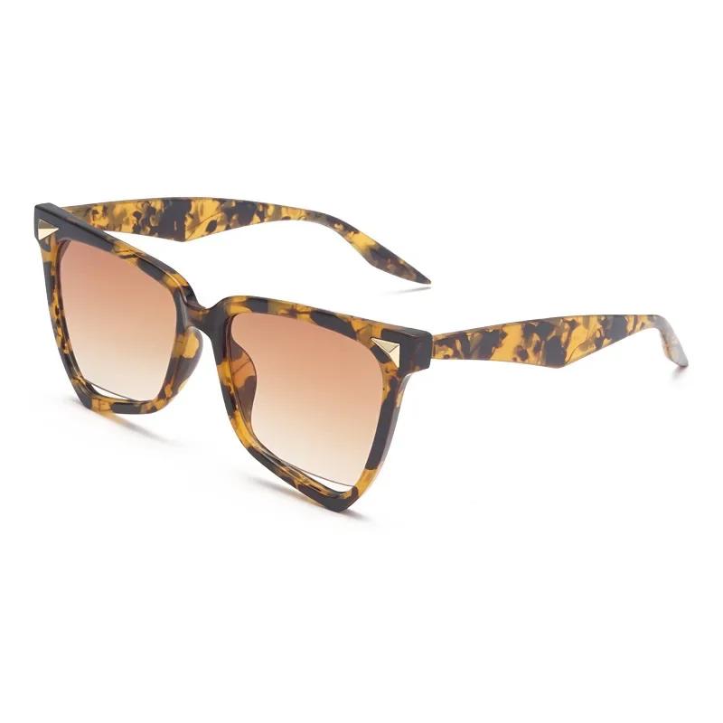 

New Rainbow Cat Eye Sunglasses Female Leopard Grain Rice Nail Rainbow Color Women eye glasses frames for Women