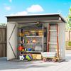 Metal Garden Shed, Triple Lockable Doors, Sloping Roof, 234 x 132 x 185 cm, Grey