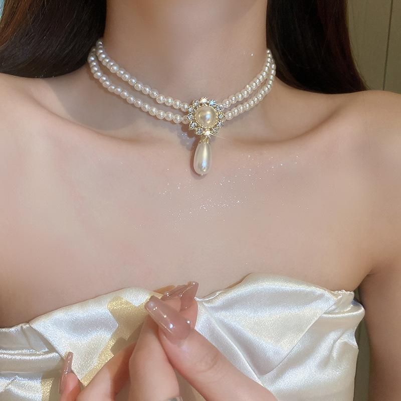 Super fairy long pearl necklace, trendy temperament, court style collarbone chain, exquisite and gentle sweater chain