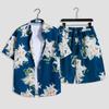 Mens Fashion Print Sets Kurzarm Shirt + Shorts 2Pcs Anzug Lose 2023 Sommer Casual Beachwear Männlichen Urlaub Hawaiian outfits