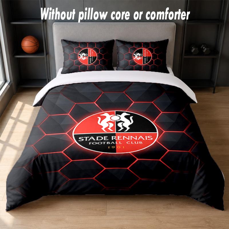 Stade Rennais FC Design Bed Bedding Set 1 Duvet Cover + 2 Pillowcases Soft Breathable Household Bed Linens