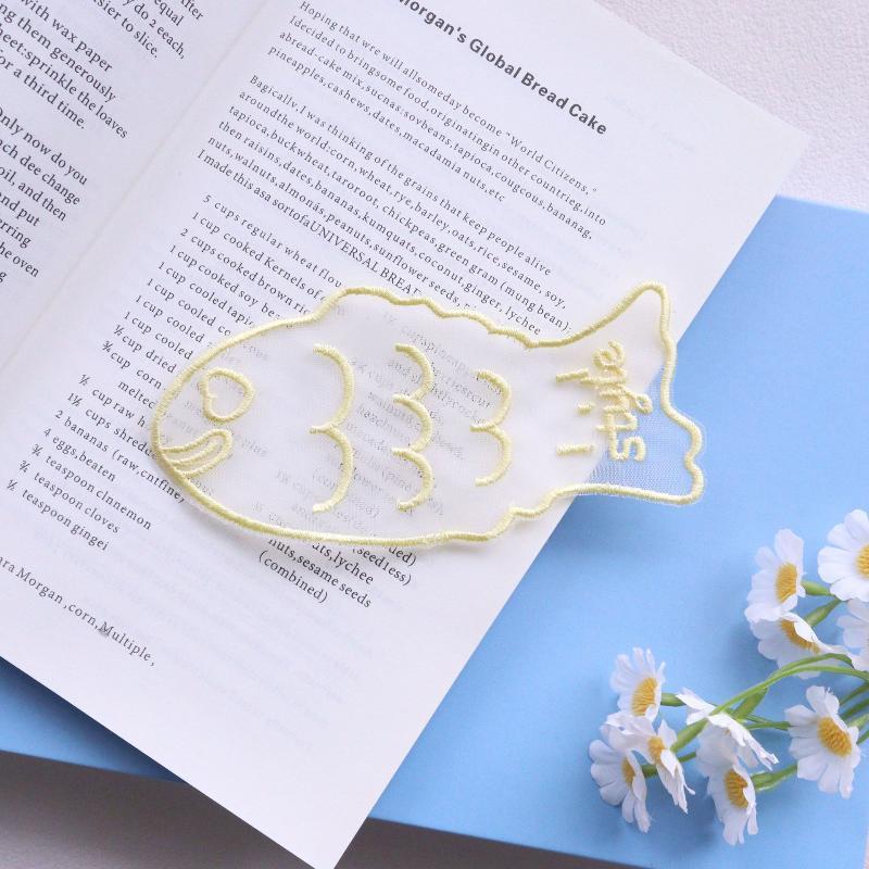 1Pcs Cute Fish Embroidered Bookmark Korean-Style Organza Transparent Page Marker For Reading School Office Stationery