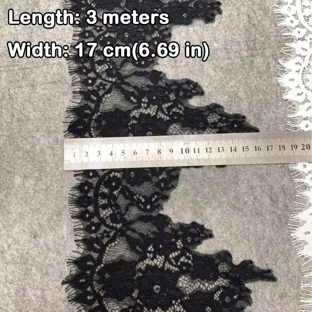 3M/Lot Eyelash Lace Trim  Skirt HemSleeves Neckline Lace Clothing Veil Decoration Material Fabric