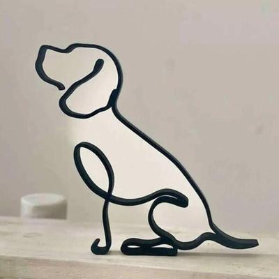 Sanat Heykel Metal Köpek Soyut Minimalist Sanat Demir Figürler Ofis Masaüstü Aksesuarları Ev Dekorasyonu için