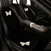 Husă de scaun auto pentru femei, cu bowknot, iarna, plush cald, fată drăguță, pernă auto cu arc, tetieră, talie roz, accesorii interioare