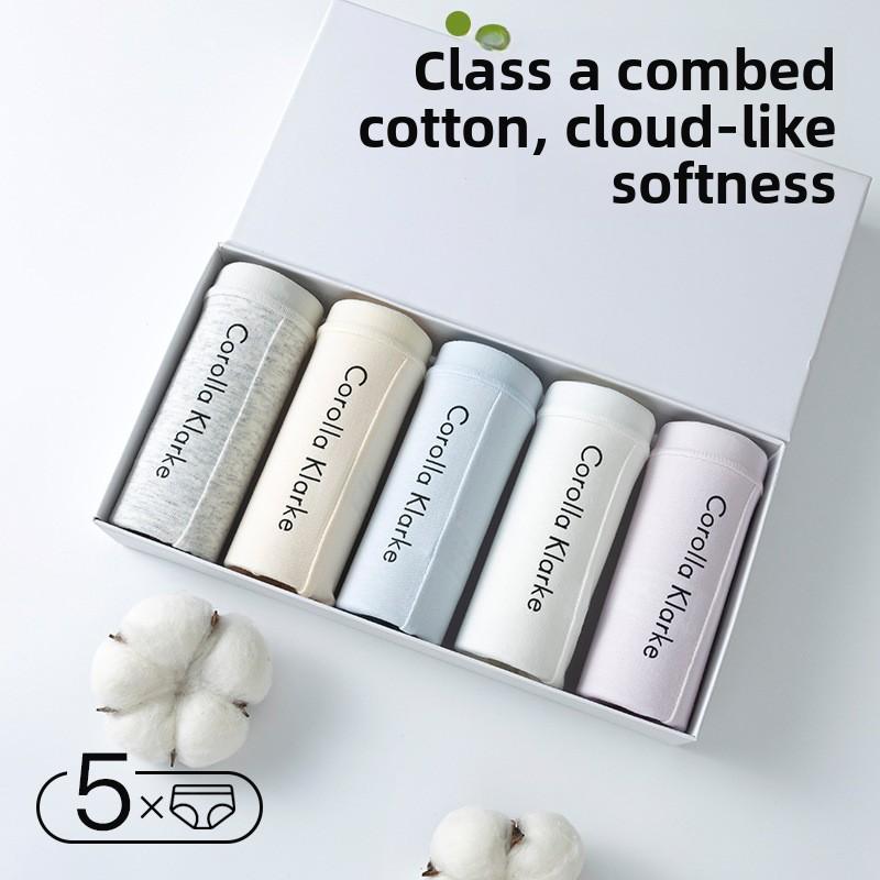 Girl Spring and Autumn Simple Letter Pure Cotton 10A Extended Antibacterial File Middle Waist Triangle Briefs