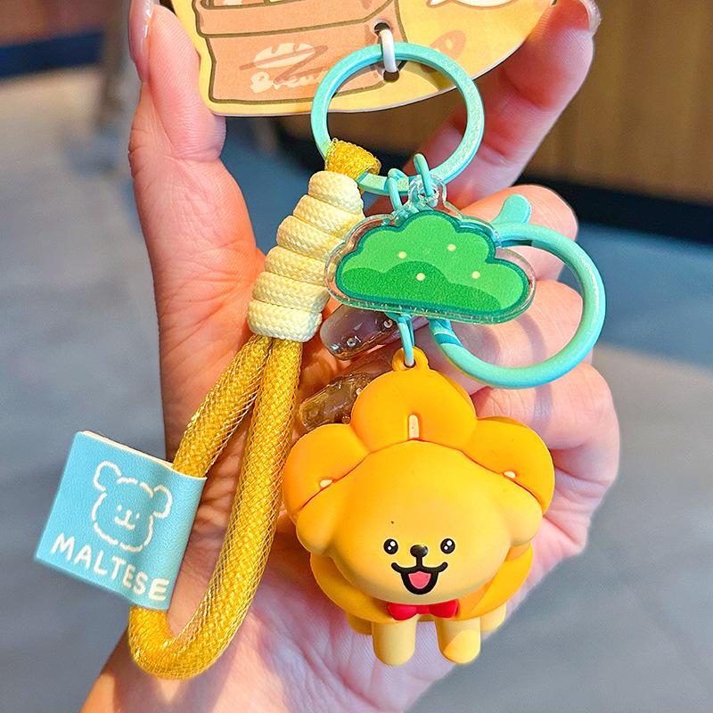 Line Puppy Maltese Doll Pendant Cute Korean Puppy Doll Girl Birthday Gift Keychain