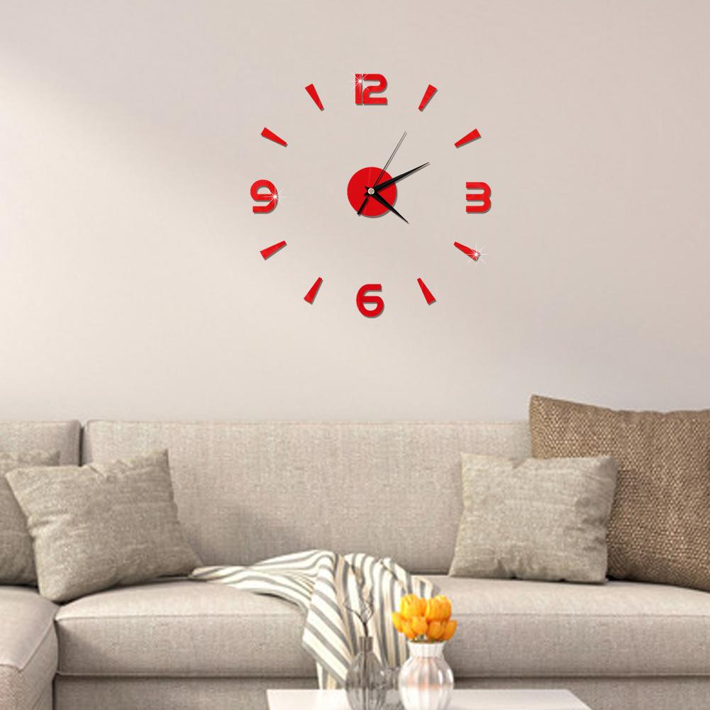 Wanduhr Aufkleber 1mm Acryl Spiegel Uhr Dekor DIY Wand Modern Zuhause Büro Raum Dekor
