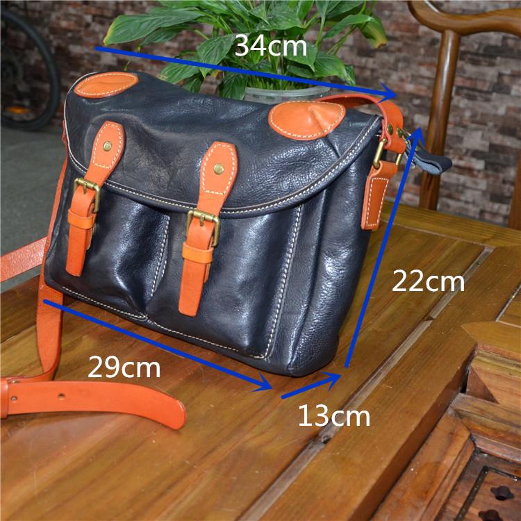 Johnature Enkel håndlaget ekte skinn dameveske Uformell Naturlig kuskinn skuldervesker Stor kapasitet Messenger Bag