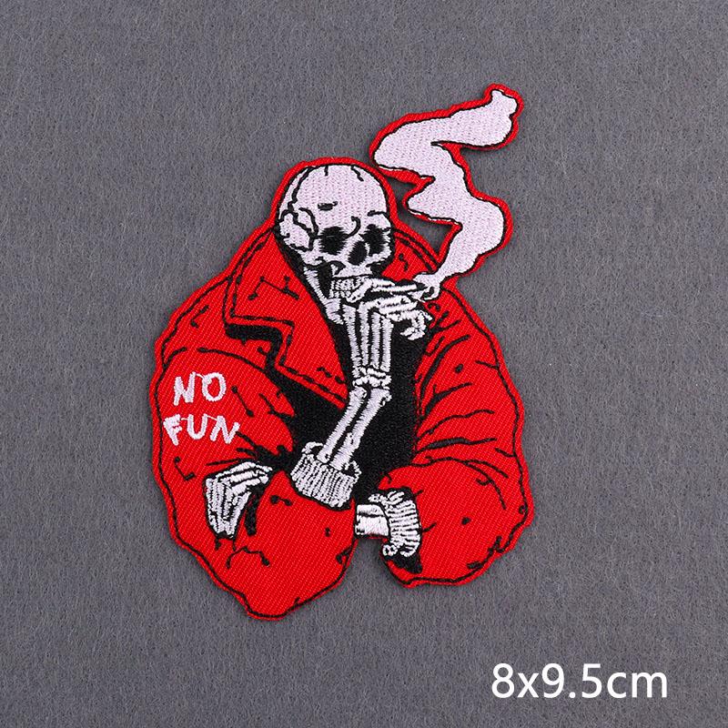 Skull Tarot Cards Fusible Embroidery Patches For Clothes Death Rock Iron On Patches For Clothing Thermoadhesive Patch On Hat/Bag