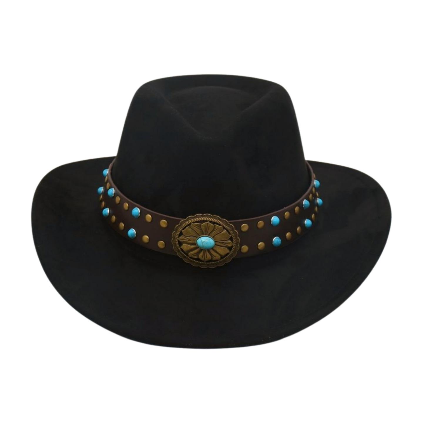 

Ethnic Style Decorative Cowboy Hat Retro Jazz Hat Best-Selling Top Hat Sunshade Felt Hat One size fits all [j taoniu]