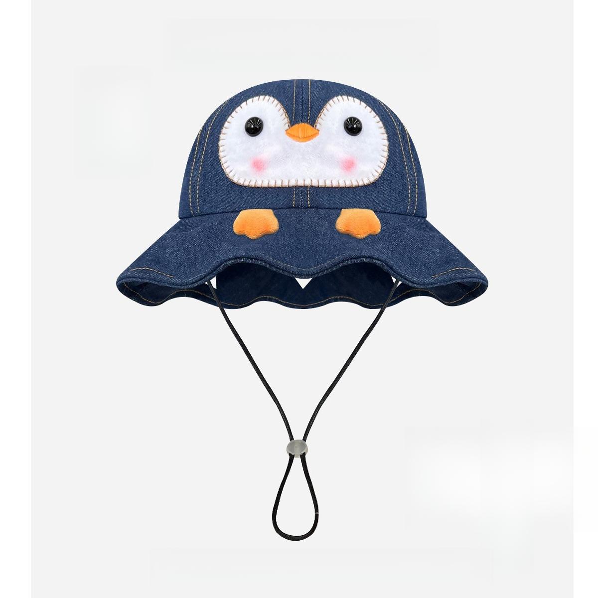 

Cute Penguin Bucket Hat Women Cartoon Big Brim Face Slimming Outdoor Travel Fisherman Cap 56-58cm темно-синий