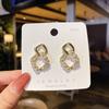Silver needle temperament niche design earrings new tide zircon inlaid pearl square stud earrings