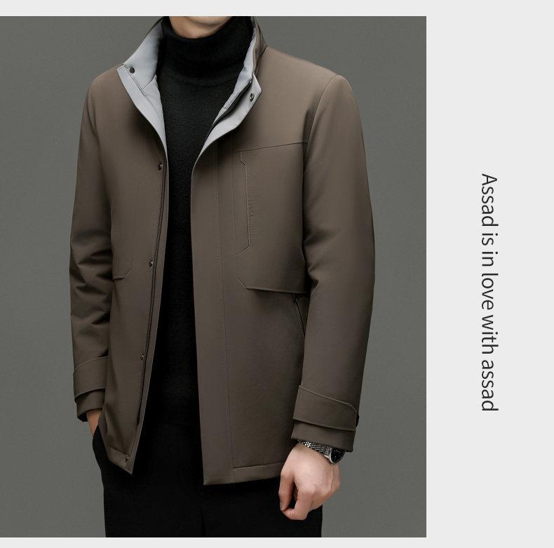 Men's Mid-Length Hooded Detachable Down Jacket - Thick, Warm Outerwear