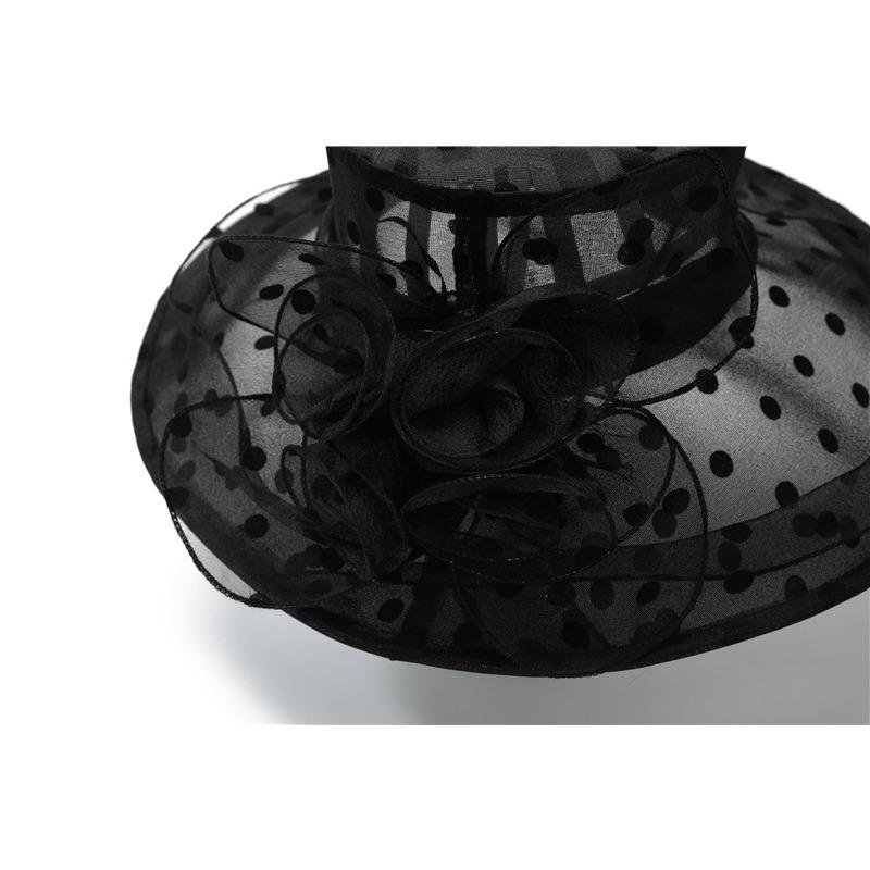 Hat Women's Foldable Organza Sun Hat Summer Women Middle-aged Elderly People Large Eaves Flower Sun Protection Mother Basin Hat