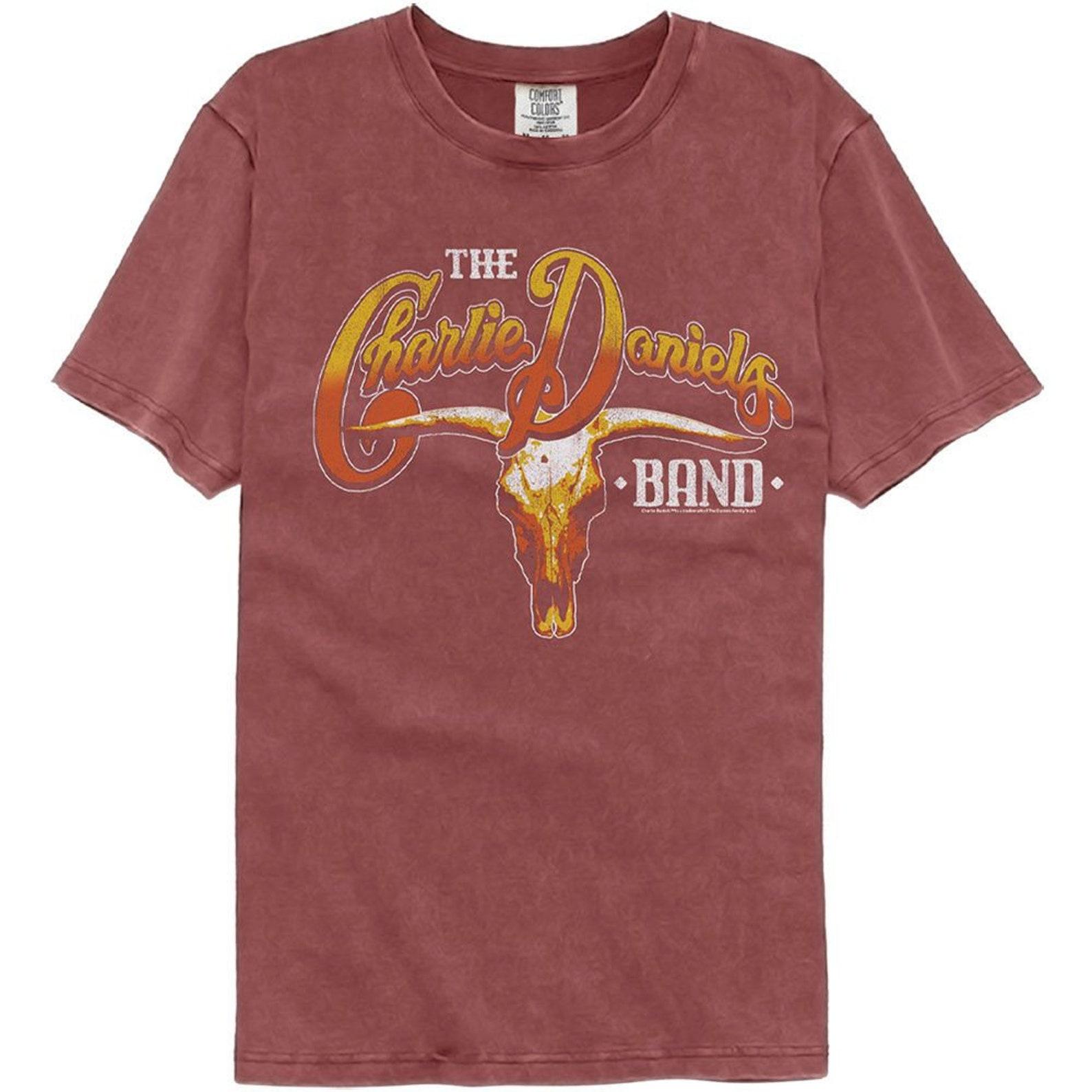 Charlie Daniels Band Cow Skull And Logo Brick Comfort Color T-Shirt M