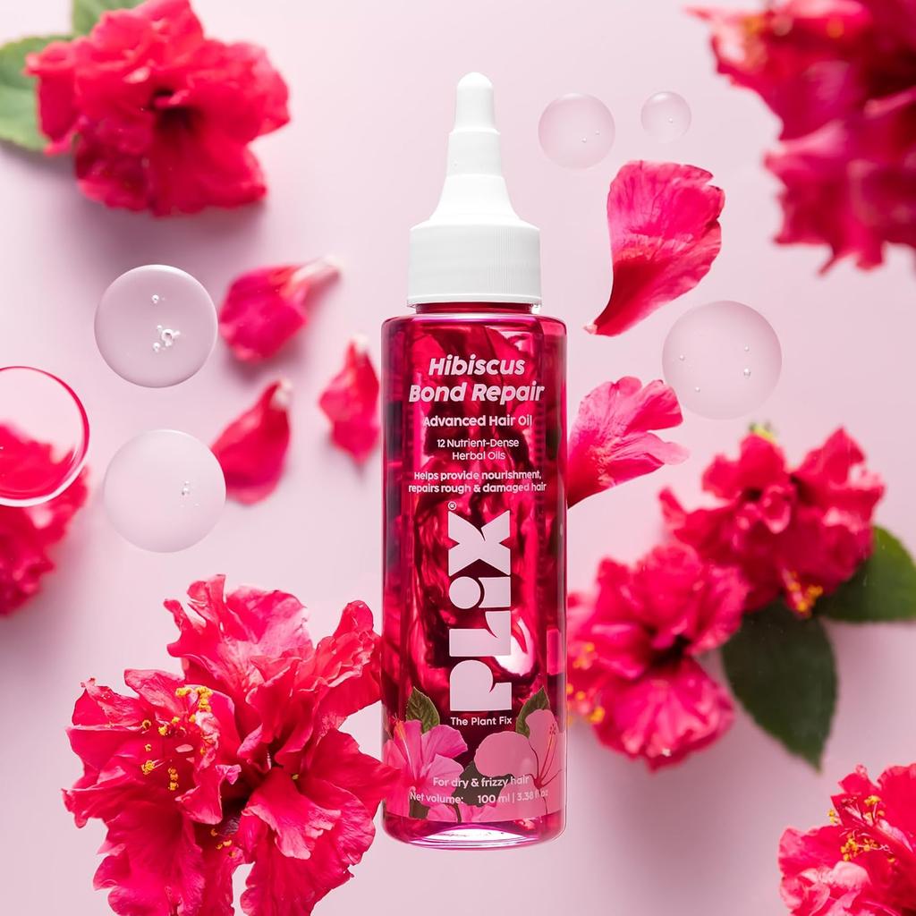 PLIX - THE PLANT FIX Hibiscus Bond Repair Advanced Hair Oil 100ml Pack of 1 for Damaged Hair Strength & Shine