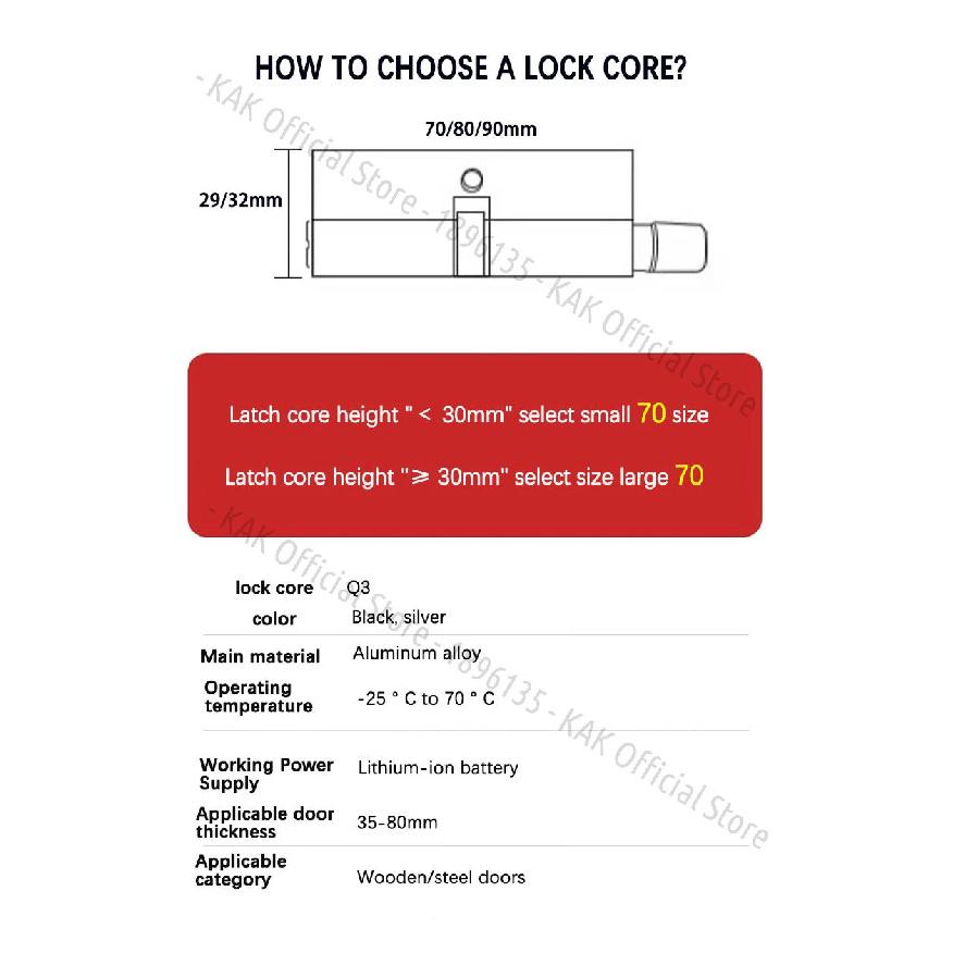 KAK Tuya APP Fingerprint Cylinder Smart Door Lock Electronic Digital Password Code Lock Keyless Remote Control Lock Hardware