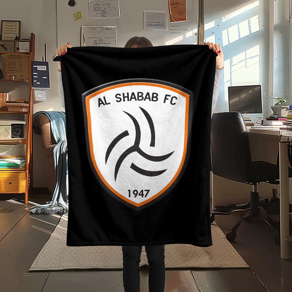 1PC Al-Shabab FC Print Flannel Blanket, High quality All Seasons, Home Decor, Warmth and Comfort, Perfect for Christmas Gifts