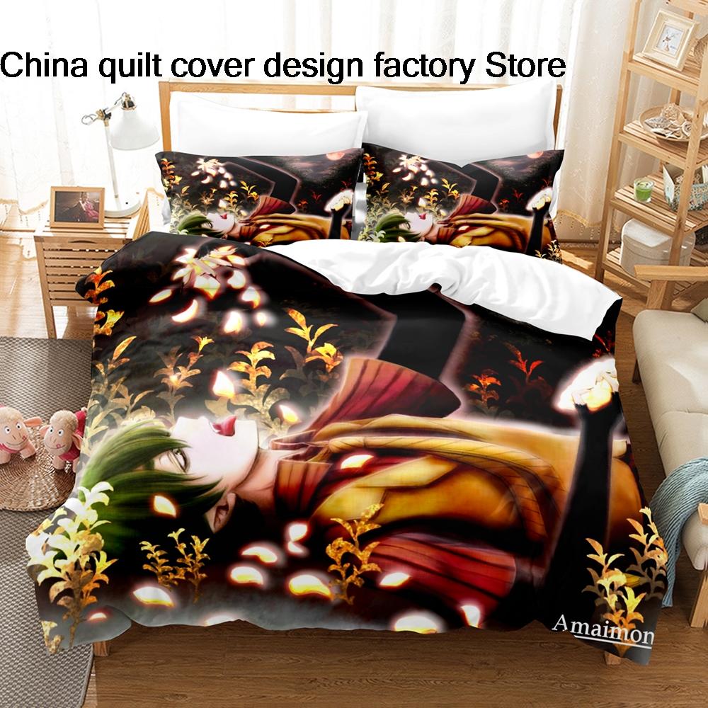 Bed linen 3D Print Anime Bedding Set 3Pcs Shonen Manga Duvet Cover Set with Pillowcases for Teens Fans Bedroom Decor bedding