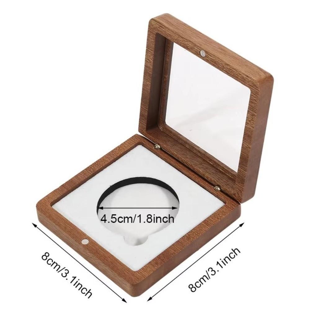 Silver Coin Commemorative Coin Badge Box Badge Black/White Ancient Coin Collection Box Walnut Wood Window Box Gift Box