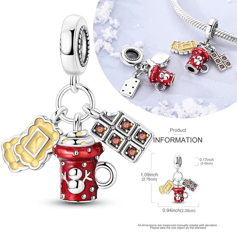 Copper Charms Winter Series Beads Snowman Penguin Pendant Fit Women Original Bracelet Christmas Diy Jewelry Dangle